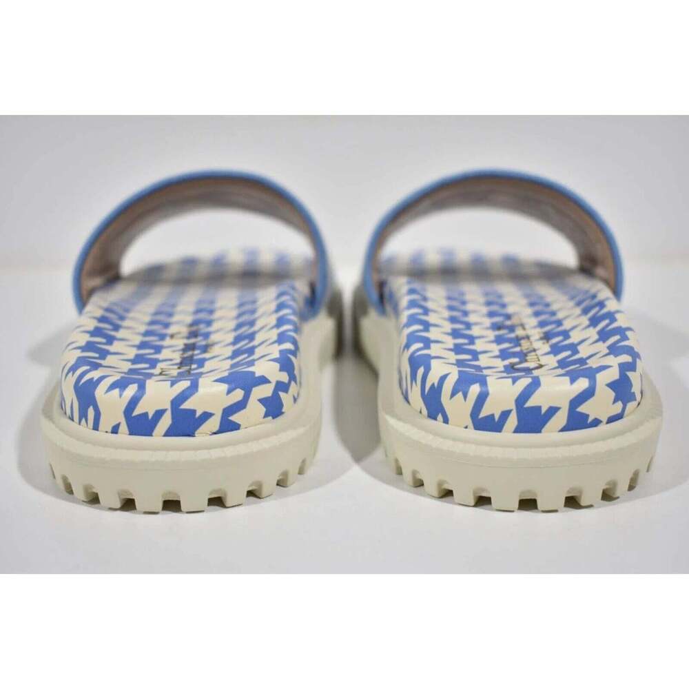 Christian Dior Dway Blue White Logo Houndstooth Slide Mule Flat Flop Sandal 37.5 - Picture 10 of 12